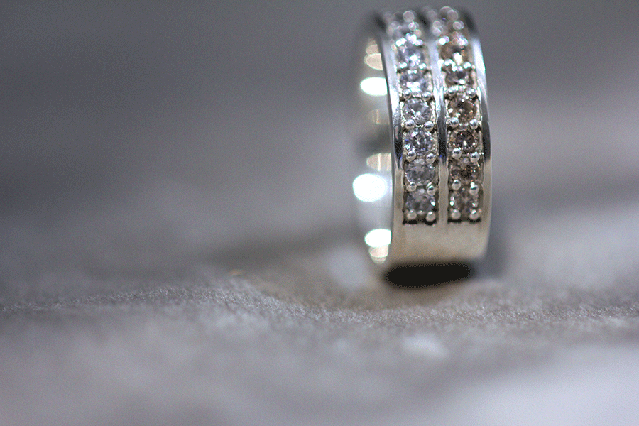 ハーフエタニティダブル  キュービックジルコニア（ホワイト×シャンパン）