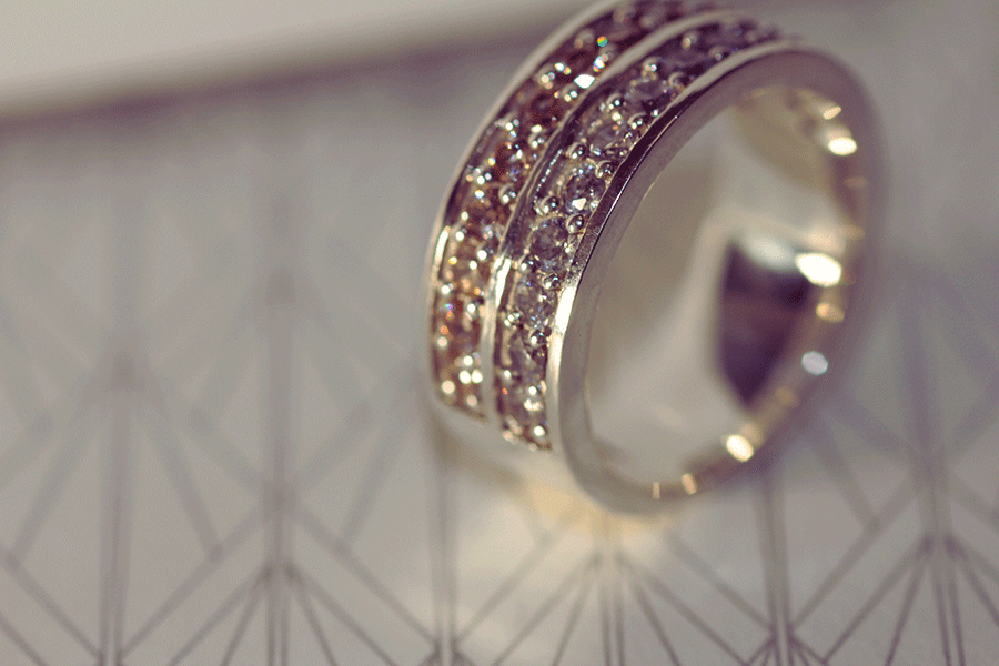 ハーフエタニティダブル  キュービックジルコニア（ホワイト×シャンパン）