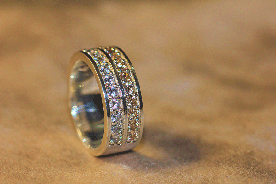 ハーフエタニティダブル  キュービックジルコニア（ホワイト×シャンパン）